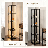 Tangkula Floor Lamp with Shelves, 64 Inches Modern Shelf Floor Lamp with 3-Level Dimmable LED Bulbs and Rotatable LED Poles