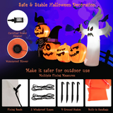 Tangkula 7.5 FT Halloween Inflatable Pumpkin Patch with Ghost, Skeleton & Witches Hats