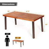 Tangkula Acacia Wood Outdoor Dining Table with Umbrella Hole