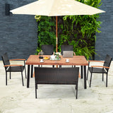 6 Pieces Wicker Patio Dining Set, Patiojoy Outdoor Dining Furniture
