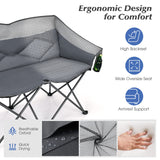 Tangkula Loveseat Camping Chair, Folding Camp Chair with Padded Seat