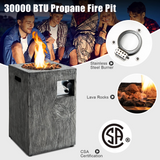 Tangkula 16 Inch Patio Propane Fire Pit, Patiojoy Electronic Ignition Square Gas Fire Pit with Protective Cover