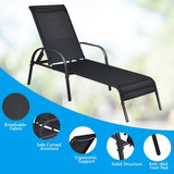 Tangkula Patio Chaise, Set of 2, Back Adjustable Weatherproof Recliner Outdoor Lounger Chair