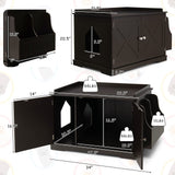 Tangkula Cat Litter Box Enclosure, Wooden Cat House Side Table w/Removable Divider