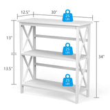 Tangkula 3-Tier Bookshelf, Vintage Wooden Bookcase with X-Style Frame