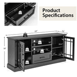 Tangkula Farmhouse TV Stand for TV up to 70 Inch, Tall Media Console Table with 2 Glass Doors
