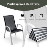 Tangkula 4 Pieces Patio Dining Chairs, Outdoor Stackable All Weather Heavy Duty Dining Chairs Set with Armrests