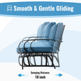 Tangkula 2-Person Outdoor Glider Bench, Swing Seat Bench with Seat & Back Cushions, Sturdy Rustproof Steel Frame