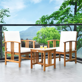 Tangkula 3-Piece Outdoor Acacia Wood Sofa Set w/Cushions