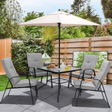 Tangkula Patio Dining Chair Set of 4, 4-Piece Stackable Upholstered Leisure Chair with Armrests