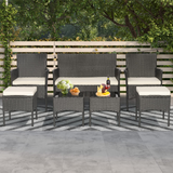 Tangkula 7 Piece Patio Rattan Sofa Set, Wicker Furniture Set with 2 Side Tables and 2 Ottomans, Solid Metal Frame, Soft Cushions