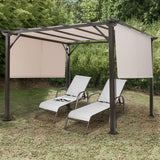 10 X 10FT Outdoor Pergola, Patio Furniture Shade Structure, Outdoor Steel Pergola Gazebo with Retractable Canopy Shades