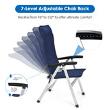 Tangkula Patio Folding Chairs, Portable Reclining Chairs with 7-Position Adjustable Back & Padded Headrest