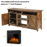 Industrial Fireplace TV Stand for TVs Up to 65 Inches, Entertainment Center