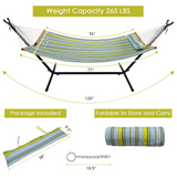 Tangkula 10.5FT Double Hammock, Heavy Duty Outdoor Hammock with Curved Spreader Bars