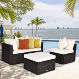 Tangkula Patio Rattan Sofa Set, Outdoor Wicker Sectional Furniture Set