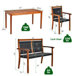 4 Pieces Patio Dining Set - Tangkula