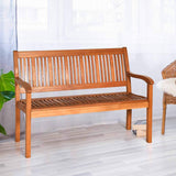 Tangkula Outdoor Wood Bench, Two Person Solid Wood Garden Bench w/Curved Backrest and Wide Armrest