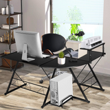 Tangkula L-Shaped Computer Desk, 58 Inches Corner Computer Desk with Movable Shelf & CPU Stand