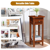 Tangkula Small Side Table for Small Spaces, Farmhouse Acacia Wood Slim End Table