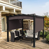 10ft x 10ft Outdoor Retractable Pergola, Patio Metal Pergola with Adjustable Sliding Sun Shade Canopy