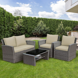 Tangkula 4 Pieces Patio Furniture Set, Outdoor Conversation Set with Cushions and Coffee Table