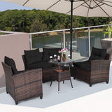 4-Piece Patio Furniture Set, C-Shape Outdoor Wicker Sectional Sofa Set