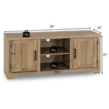 Tangkula Farmhouse Barn Wood TV Stand for TVs up to 65 Inches