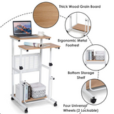 Tangkula Mobile Standing Desk, Height Adjustable Laptop Cart Computer Workstation