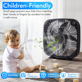 3-Speed Box Fan, 20 inch Floor Fan for Full-Force Circulation with Air Conditioner