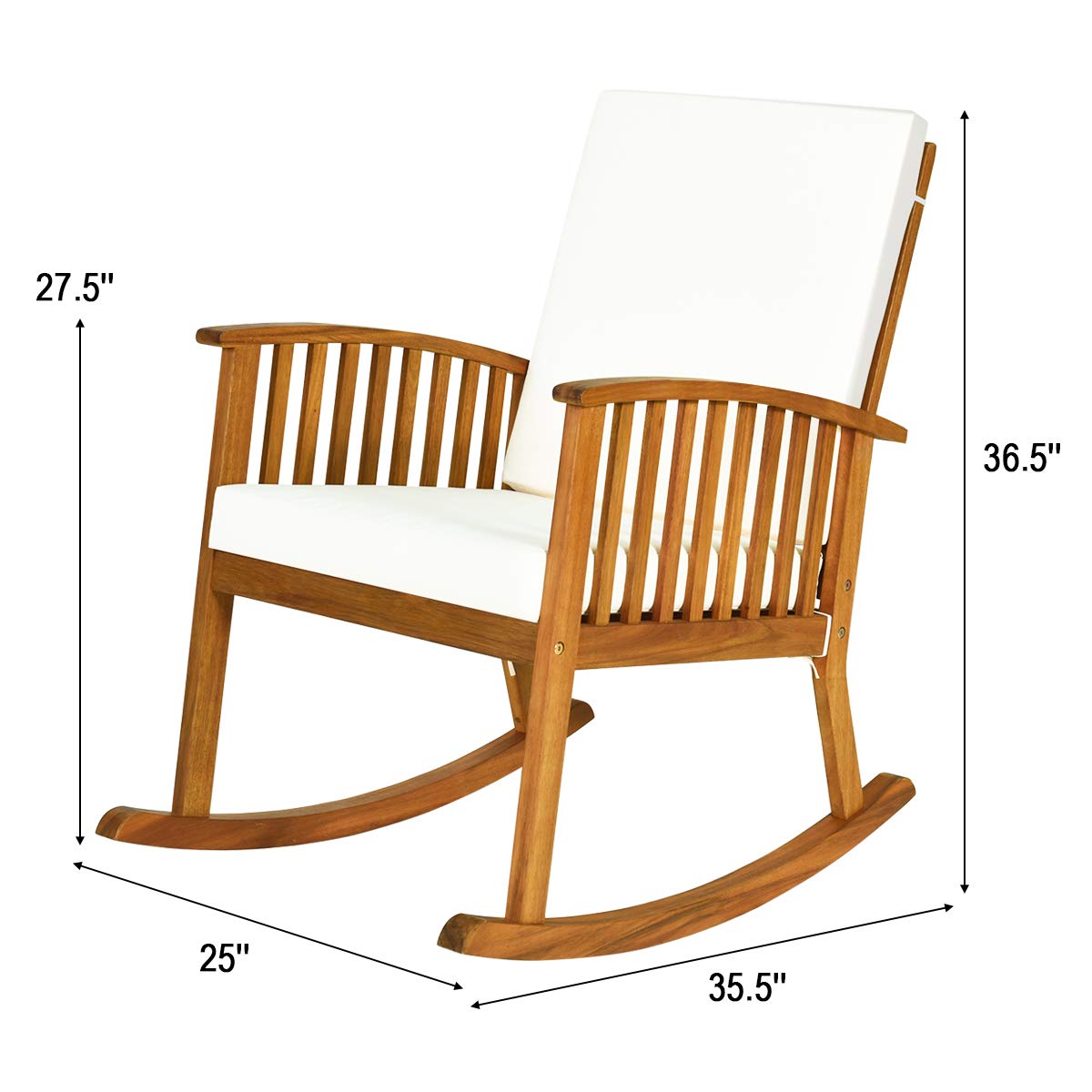 Outdoor Acacia Wood Rocking Chair - Tangkula