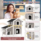 Tangkula 2-Story Outdoor Cat House with Removable Floor
