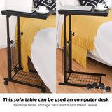 Mobile Sofa Side Table, Movable & Adjustable C Table Coffee Tray