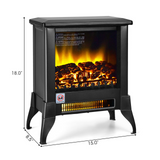 Tangkula 18 Inches Electric Fireplace Stove, 1400W Freestanding Fireplace Heater w/ Realistic Flame Effect, Adjustable Temperature