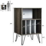 Tangkula Record Player Stand, Turntable Stand with Metal Legs, Vinyl Record Storage Cabinet w/ 5 Open Shelves Holds