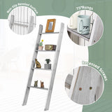 4-Tier Wooden Blanket Ladder, 4.5 ft Farmhouse Storage Rack