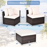 Tangkula Patio Rattan Sofa Set, Outdoor Wicker Sectional Furniture Set