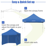 Tangkula 10x10ft Ez Pop up Canopy Tent, Commercial Instant Canopy with 8 Removable Zippered Sidewalls & Extended Awning