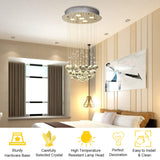 Tangkula Modern K9 Crystal Raindrop Chandelier, Flush Mount LED Ceiling Light Fixture for Living Room, 31.5 x 15.5 inches