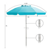 Tangkula 6.5ft Outdoor Beach Umbrella with Sand Anchor