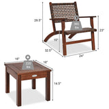 Tangkula 3 PCS Patio Conversation Set (Brown)