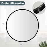 Tangkula 16 Inch Round Wall Mirror, Circular Mirror for Wall with Aluminum Alloy Frame