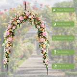 8.4 Ft Gothic Garden Arbor, Metal Arbor Trellis for Climbing Plants, Roses, Vines