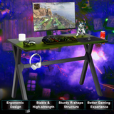 Tangkula Computer Desk Gaming Desk, Ergonomic E-Sports Desk with Cup & Headphone Holder and Mouse Pad