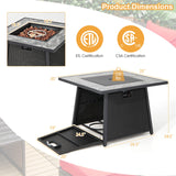 Tangkula 35 Inch Rattan Propane Gas Fire Pit Table, Patiojoy 50,000 BTU Outdoor Wicker Patio Propane Fire Pit