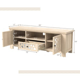 Tangkula TV Stand for 60 Inch TVs, Retro Entertainment Center, TV Console Cabinet w/Open Shelf & Drawer & Cable Hole