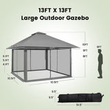 Tangkula 13' x 13' Pop-up Gazebo Canopy, Instant Setup Canopy Tent