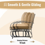 Tangkula 2-Person Outdoor Glider Bench, Swing Seat Bench with Seat & Back Cushions, Sturdy Rustproof Steel Frame