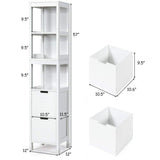 Tangkula Tall Bathroom Storage Cabinet, Multifunctional Bathroom Floor Cabinet with 3 Tier Shelves and 2 Drawers