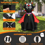 Tangkula 4.7 FT Halloween Inflatable Vampire Black Cat with Red Cloak, Blow-up Holiday Decoration with 2 Built-in LED Lights